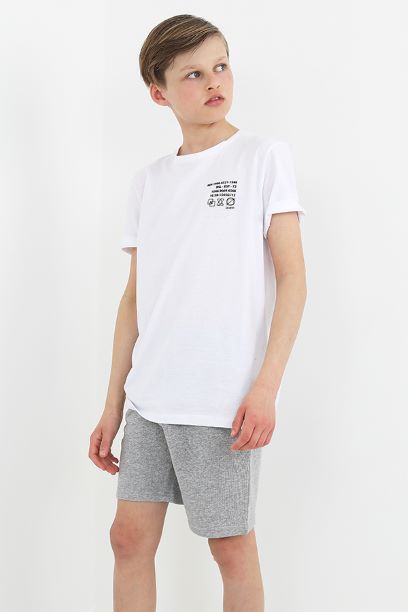 Light Grey Marl Plain Drawcord Shorts