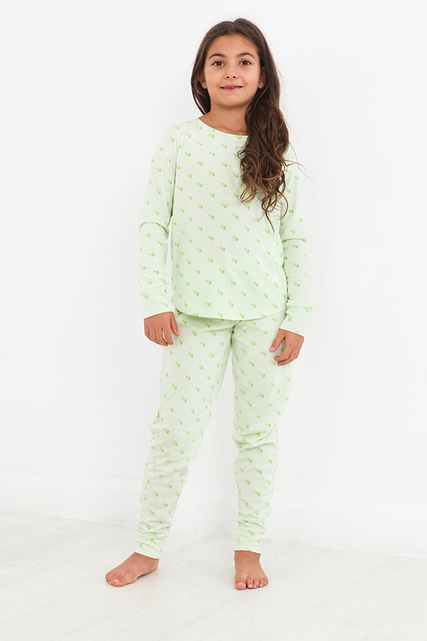 Girl Green Micro Avocado Printed Loungewear Set