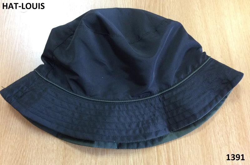 Khaki Bucket Hat With Navy Piping Detail