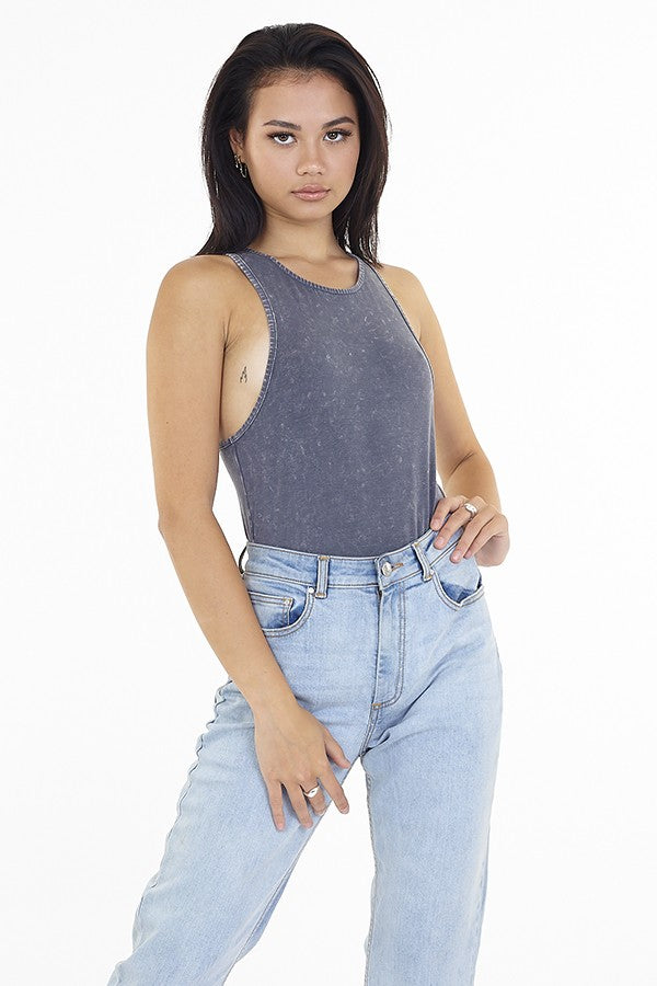 Acid Wash Vest Bodysuit