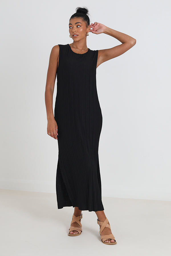 Black Sleeveless Jersey Maxi Dress