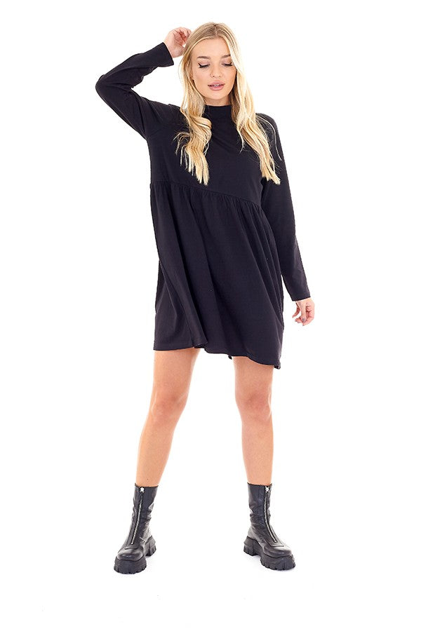 Long Sleeve Mini Length Smock Dress