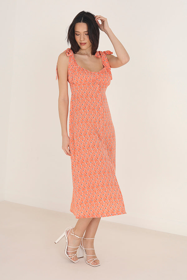 Sweetheart Neck Button Up Midi Dress