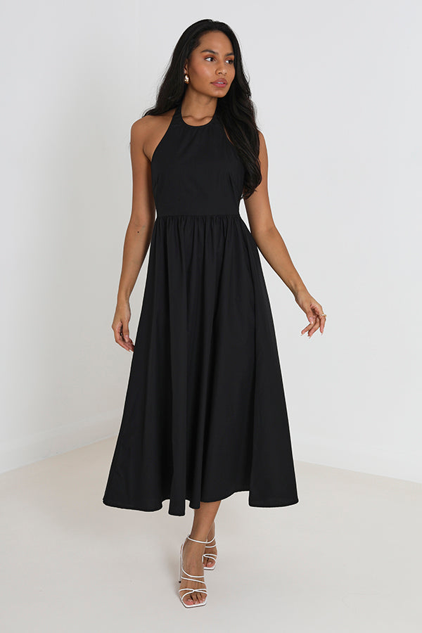 Strappy Backless Halter Neck Maxi Dress