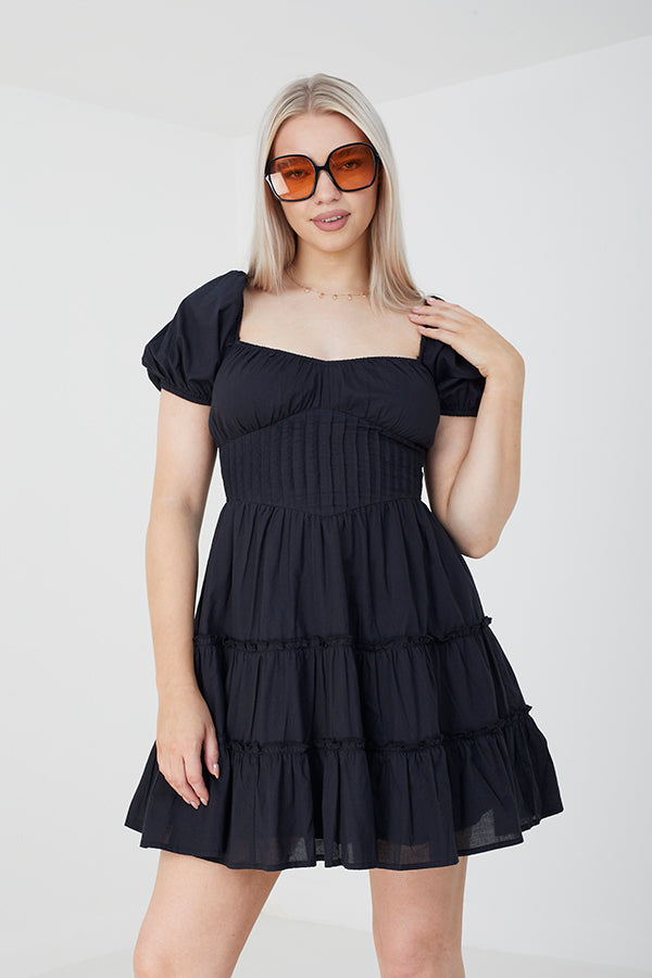 Short Sleeve Pleated Dress