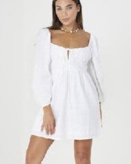 Brave Soul Textured Long Sleeve Smock Dress