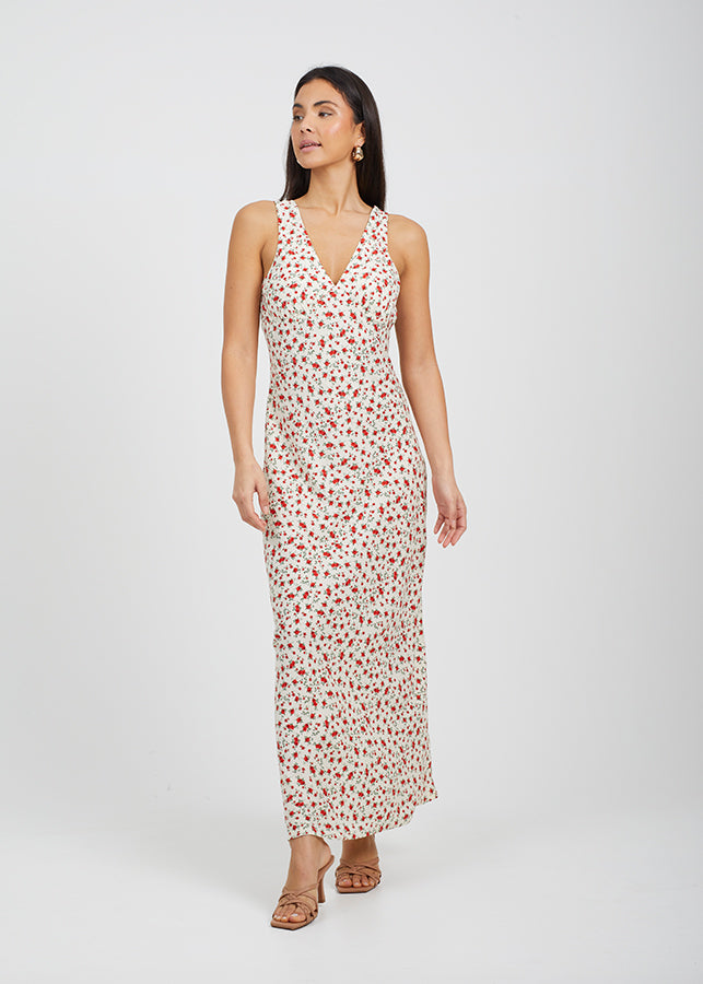 V-Neck Floral Print Dress