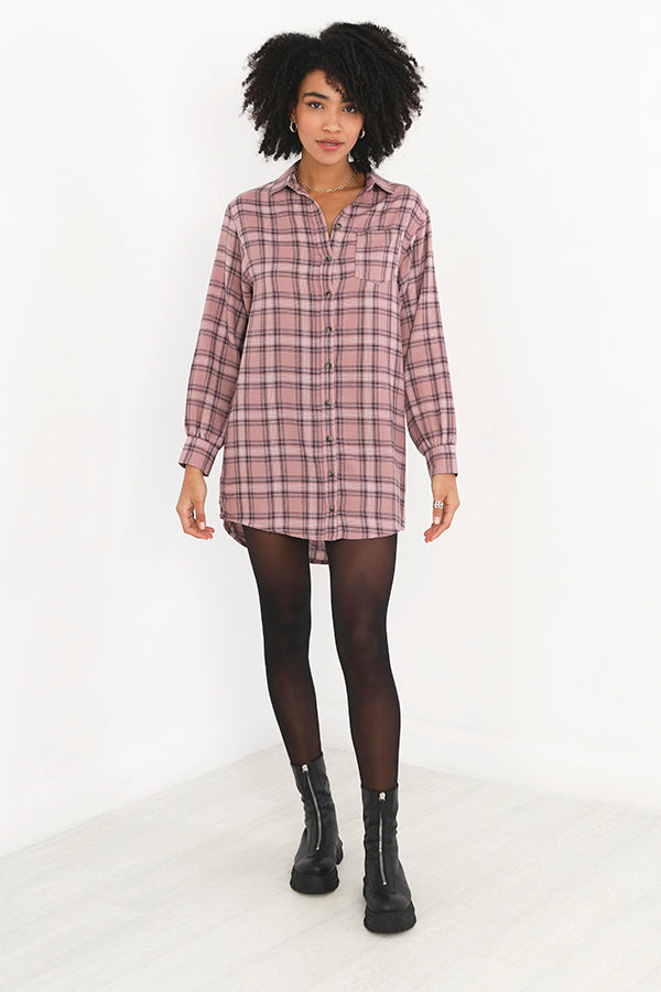 Lumberjack Style Checked Flannel Shirt Dress