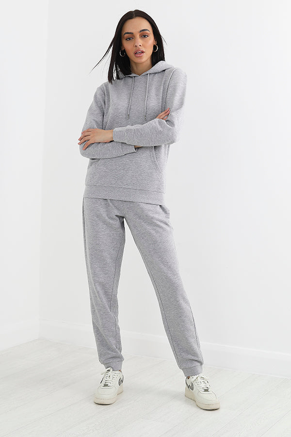 Light Grey Melange Drawstring Jogging Bottoms