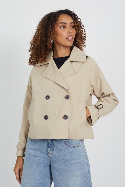 Coated Microfibre Double Breasted Shorter Classic Mac