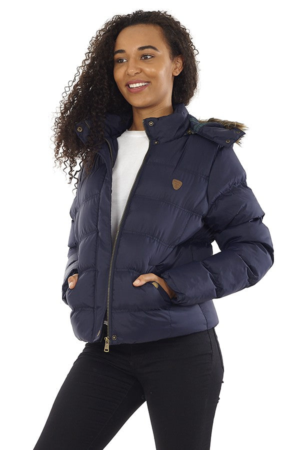Faux Fur Trim Hooded Puffer Jacket