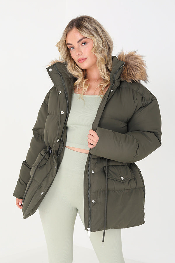 Mid Length Padded Parka With Hood