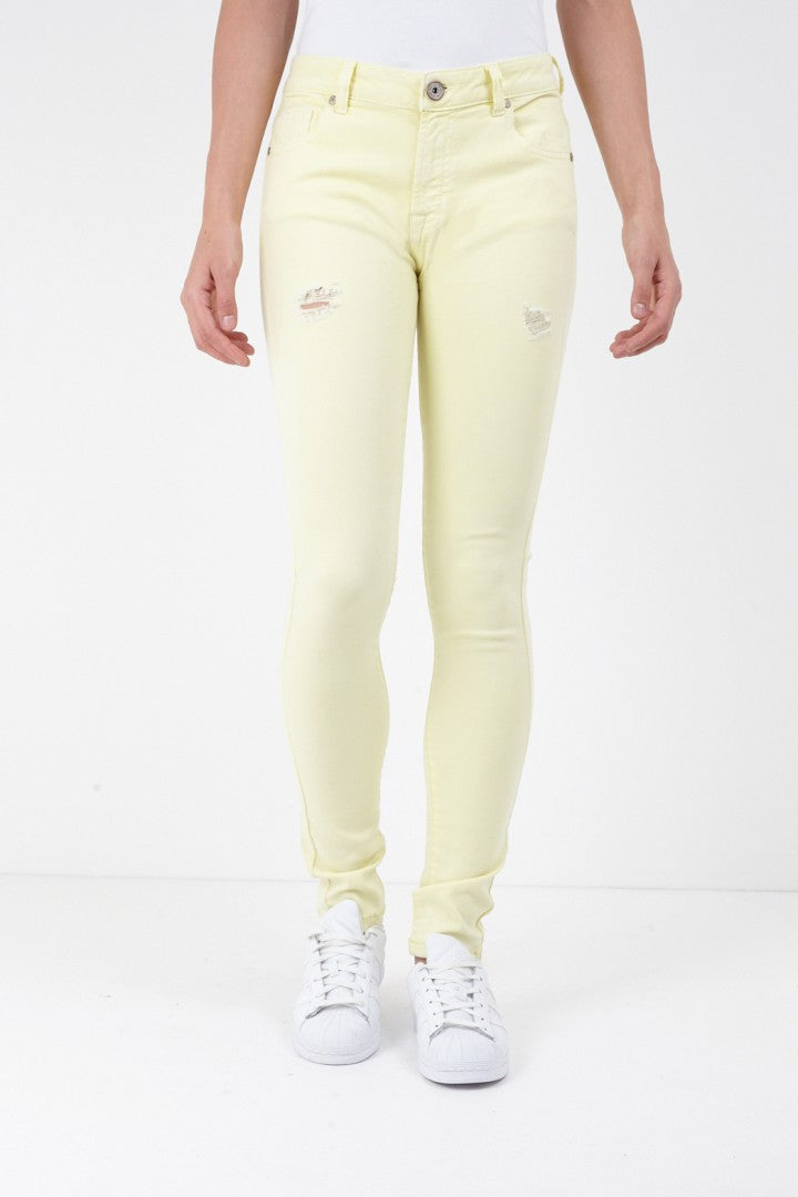 Jenna Lemon Pastel Abrasion Detail Skinny Jeans