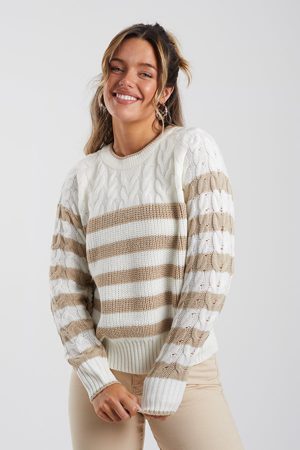 Ladies Brave Soul Ivory Knitwear