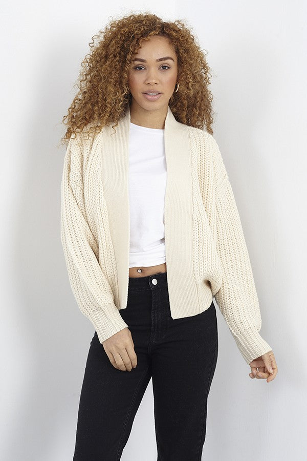 Chunky Feel Knit Open Front Cardigan