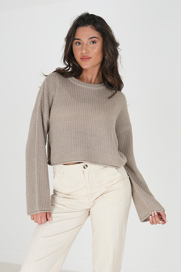 Crew Neck Fisherman Crop Jumper