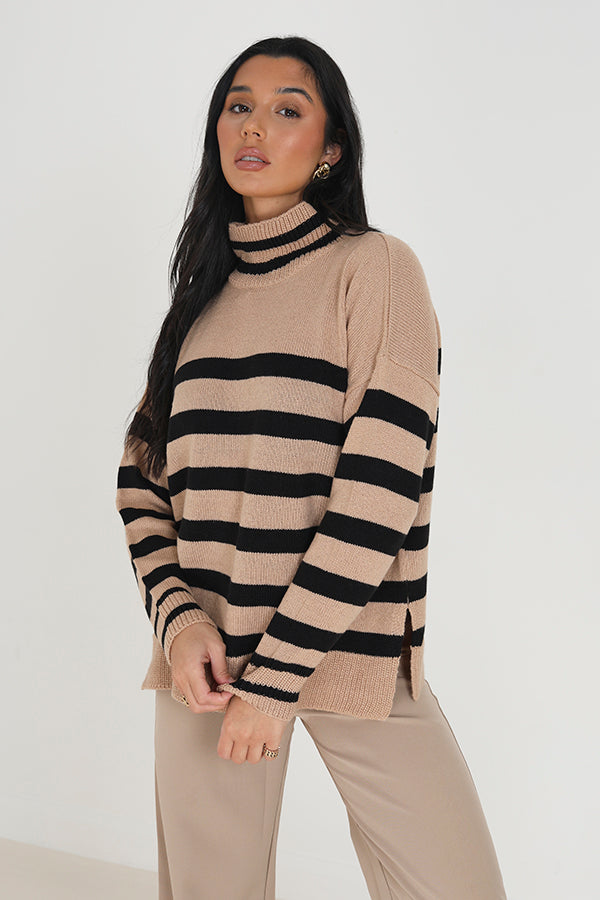 Roll Neck Stripe Jumper