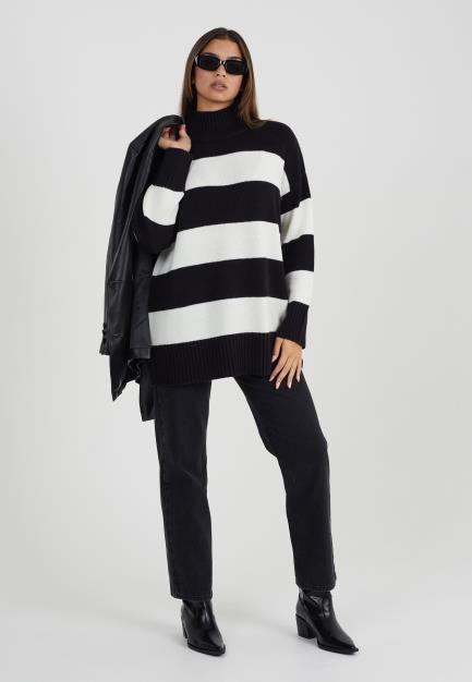 Roll Neck Stripe Dress