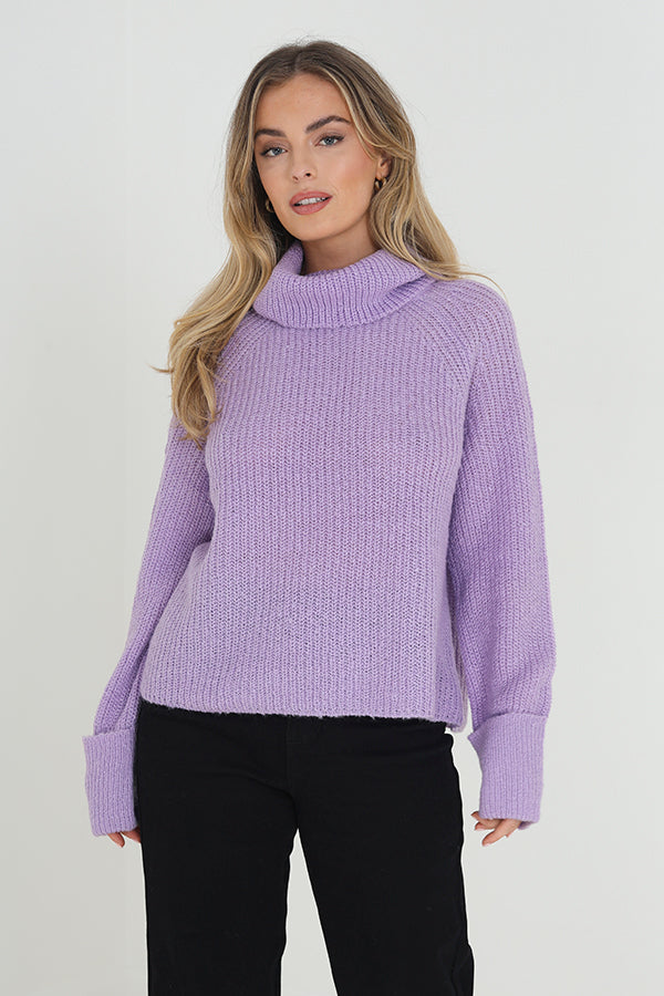 Roll Neck Jumper With Turn Back Cuffs