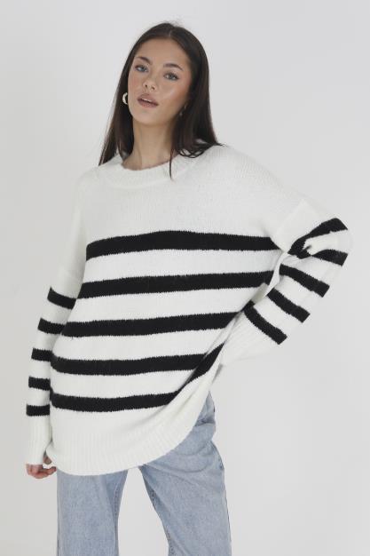Brave Soul Striped Oversized Jumper