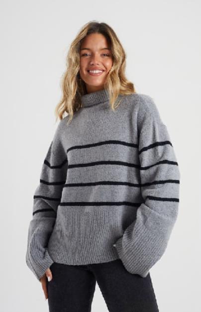 Brave Soul Stripe Turtle Neck Jumper