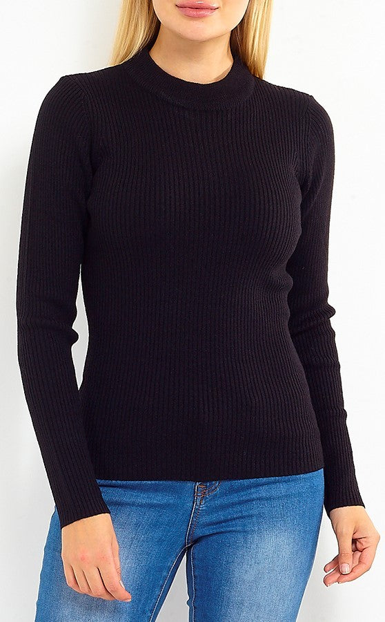 Ribbed Black Long Sleeve Jumper