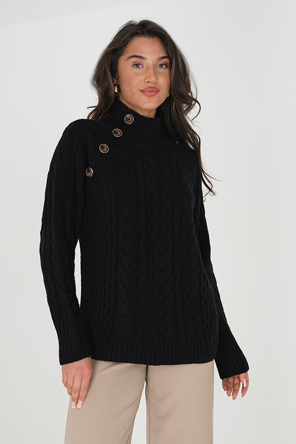 Cable Knit Button Detail Jumper