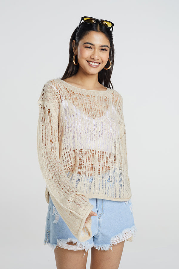 Ladder Stitch Crew Neck Jumper