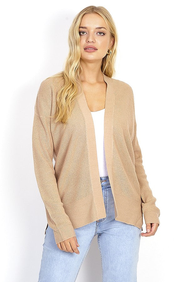 Fisherman Knit Ribbed Edge To Egde Cardigan