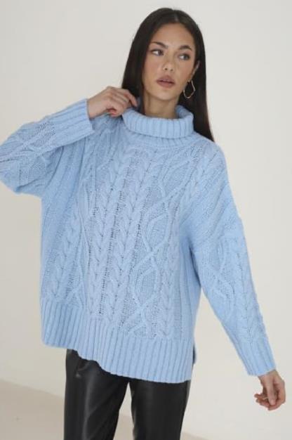 Brave Soul Roll Neck Cable Knit Jumper