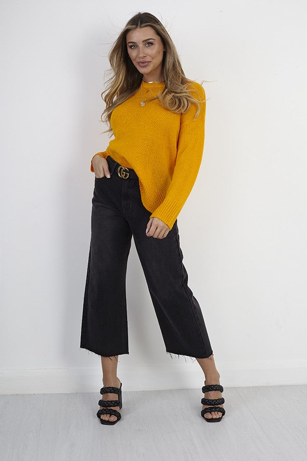 Mango Crew Neck Split Hem Detail Knit Jumper