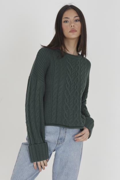 Brave Soul Cable Knit Wide Sleeve Jumper