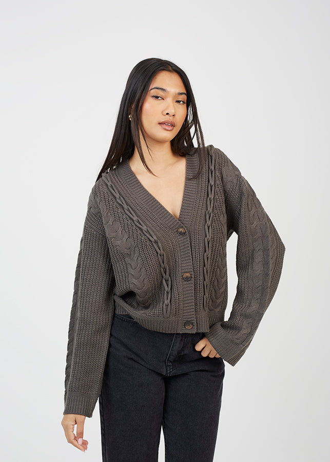 Ladies Brave Soul Charcoal Cardigan