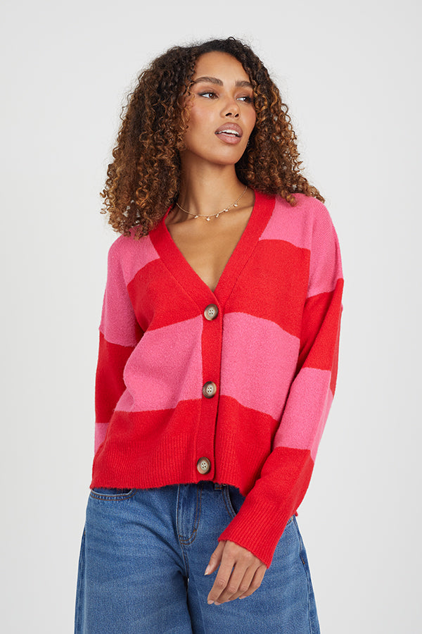 Ladies Brave Soul Red Cardigan