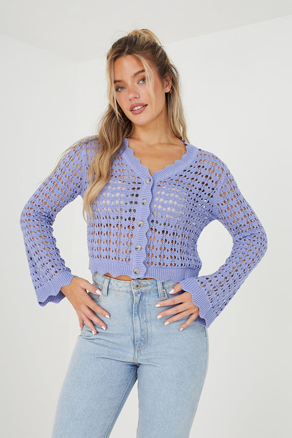 Open Knit Wide Sleeve Cardi