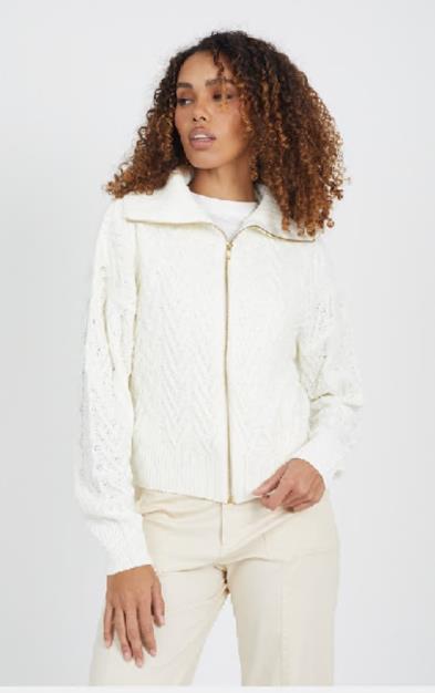 Brave Soul Full Zip Texture Knit Top