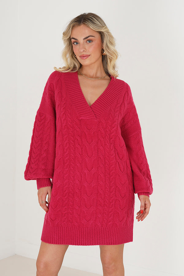 V Neck Cable Dress