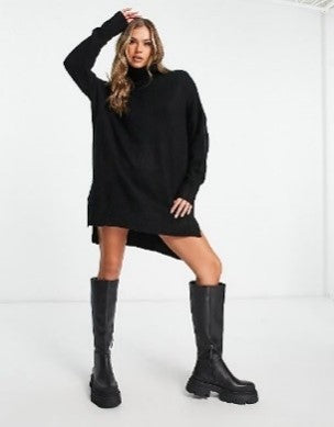 Brave Soul Ming Knitted Roll Neck Jumper Dress