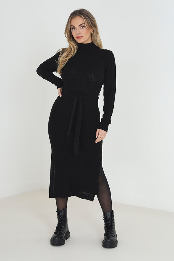 Roll Neck Rib Dress