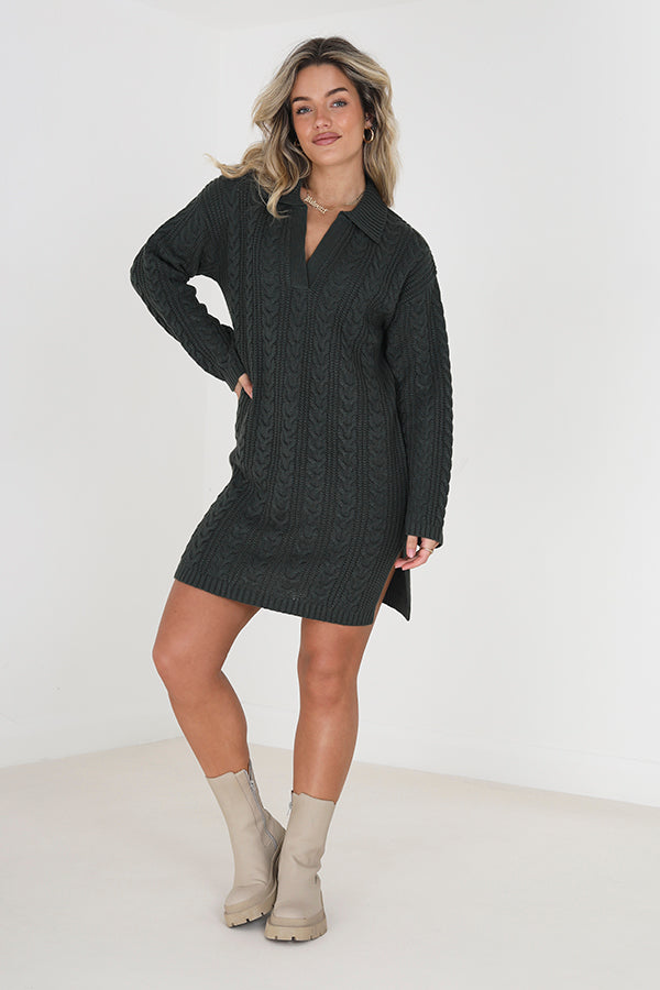 Polo Neck Cable Dress