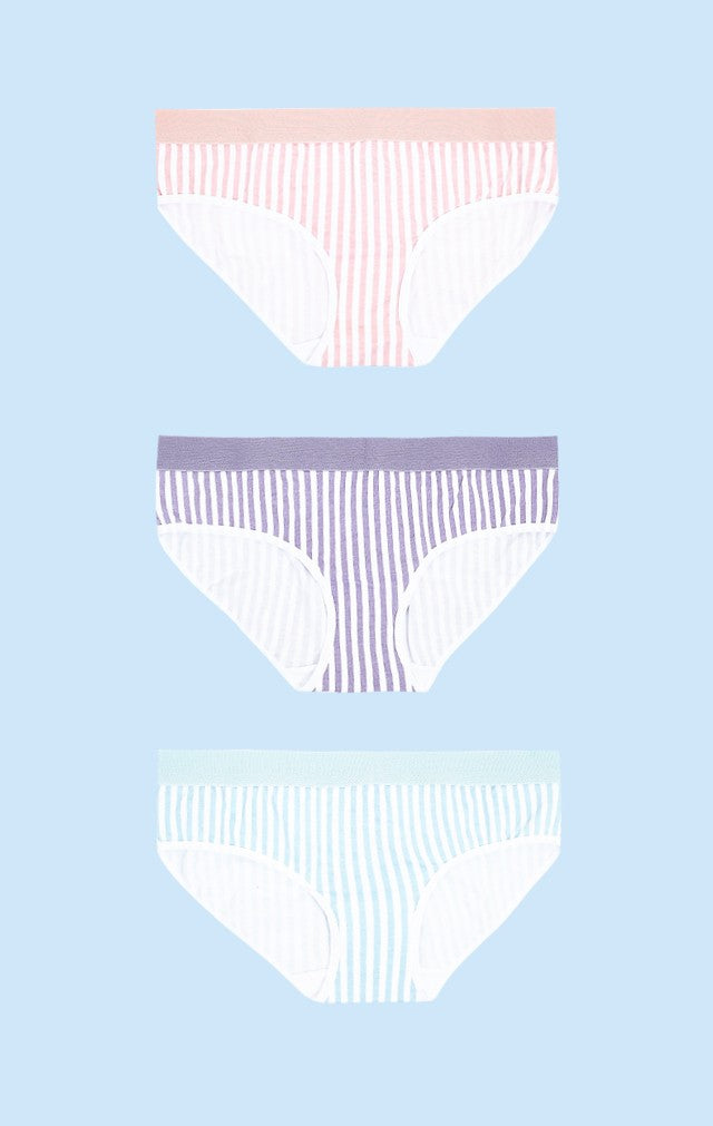 Three Pack Stripe Print Briefs
