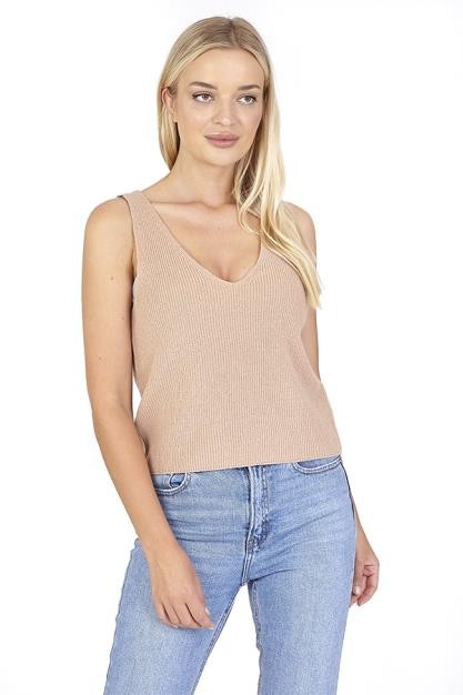 Plain Fisherman Knitted Ribbed Vest