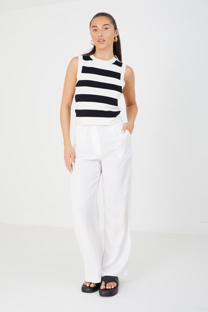 Knit Crew Neck Stripe Tank