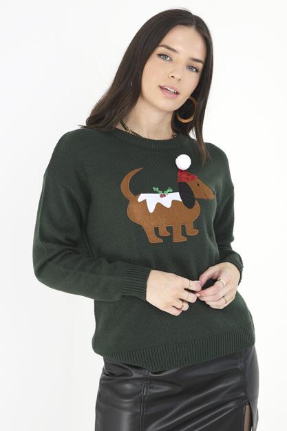 Pudding Dog Sequined Novelty Holiday Jumper