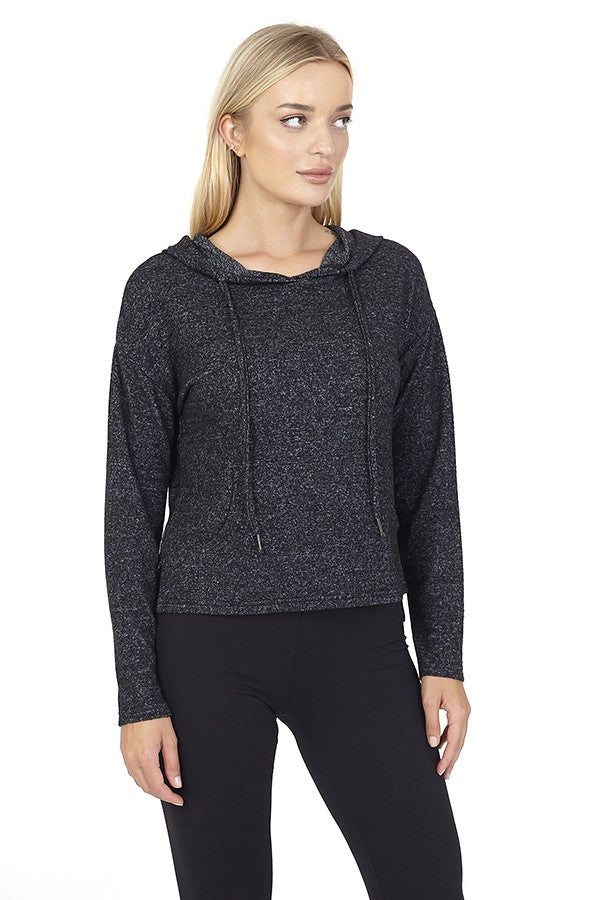 Soft Feel Long Sleeve Drawstring Hooded Top