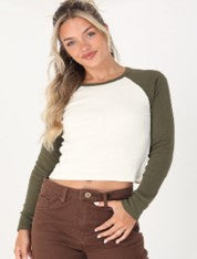 Brave Soul Long Sleeve Ribbed Raglan Tee