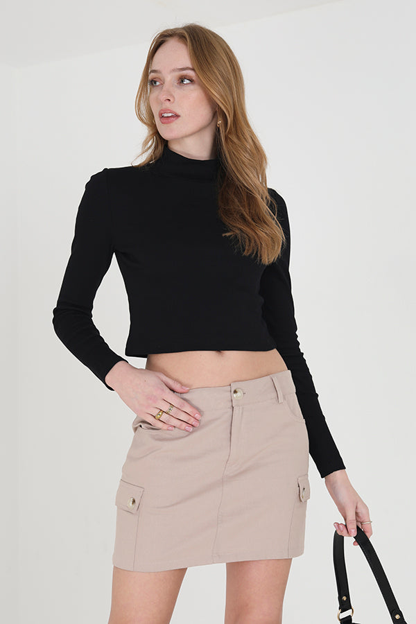 Long Sleeve Turtle Neck Crop Top