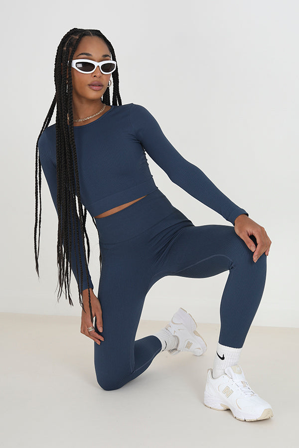 Seamless Long Sleeve Gym Crop Top Co-Ord