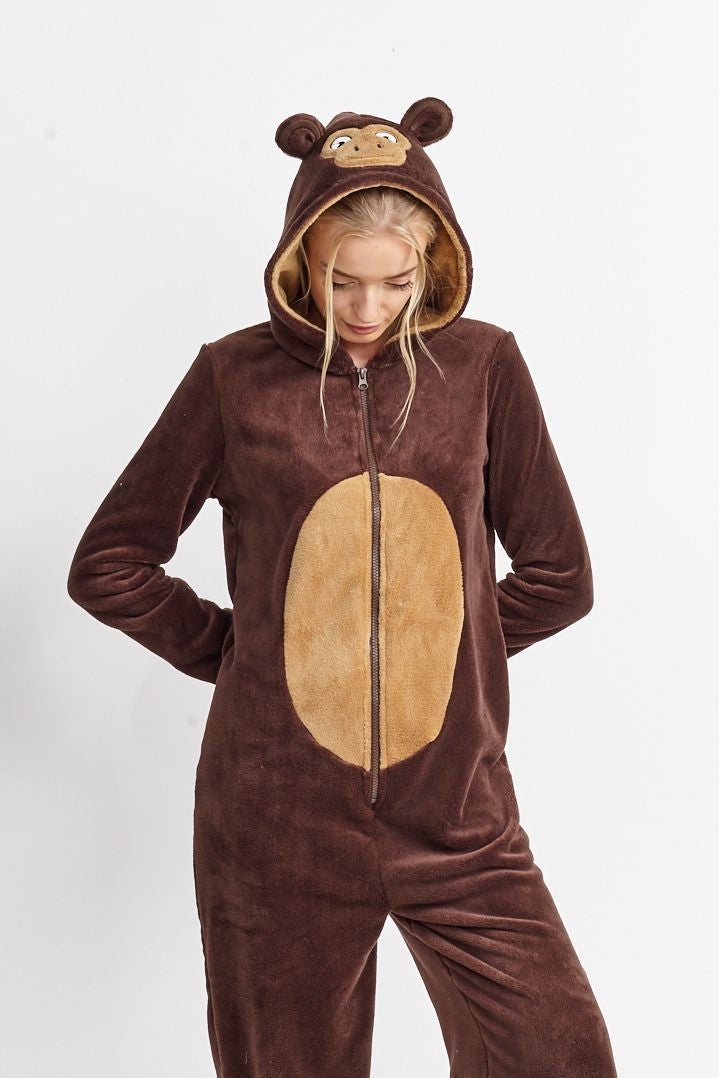 Monkey Novelty Full Length Hooded Onesie