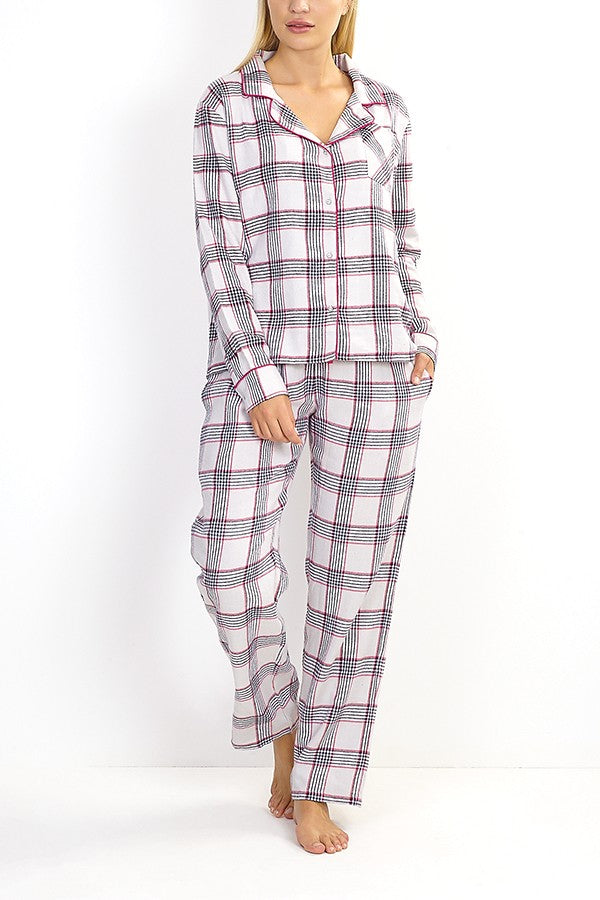 Check Design Brushed Cotton Pyjama Set